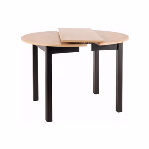 Stół okrągły rozkładany DANTE 102-142x102 - dąb artisan/czarny mat