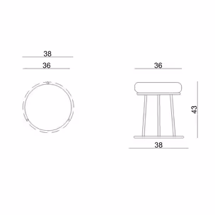 Taboret tapicerowany CORTO - czarny