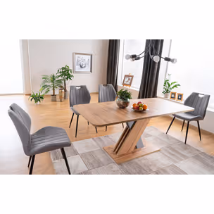 Stół rozkładany EXEL D 140-180x85 - dąb wotan/srebrny