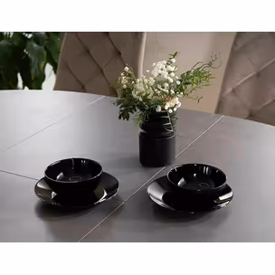 Stół rozkładany PORTO CERAMIC 120-160x120 - efekt marmuru/czarny mat