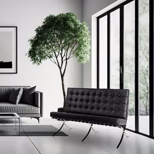 Sofa 2-osobowa BARCELON ekoskóra - czarny