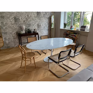 Stół owalny TULIP ELLIPSE 200x120 - biały marmur