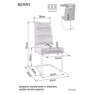 Krzesło tapicerowane na płozie BERRY Brego - czarny/ciemnoszary Brego 18