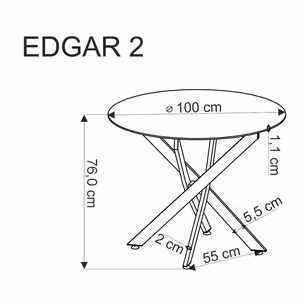 Stół okrągły EDGAR 2 100 - biały marmur/czarny