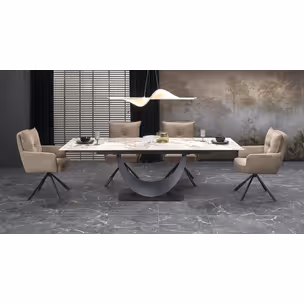Stół rozkładany FERNANDO 160-240x92 - biały marmur/czarny