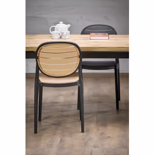 Krzesło z tworzywa K529 - naturalny/czarny