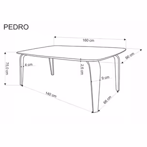 Stół PEDRO 160x90 - orzech/czarny