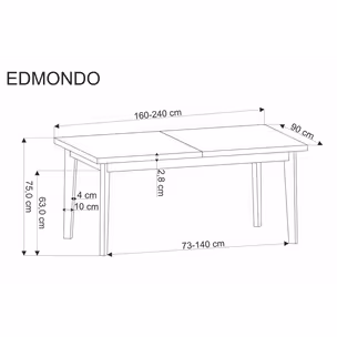 Stół rozkładany EDMONDO 160-240x90 - dąb naturalny