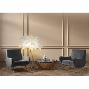 Lampa podłogowa TIFFANY 175 - biały/mosiądz
