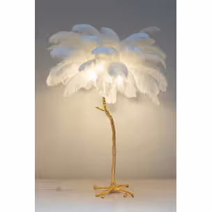 Lampa podłogowa TIFFANY 175 - biały/mosiądz