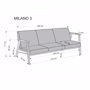 Sofa 3-osobowa MILANO 3S - oliwkowy/ciemny orzech