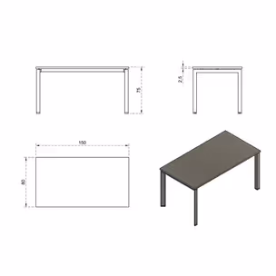 Biurko PASON MANAGER DESK 150x80 - antracyt/czarny