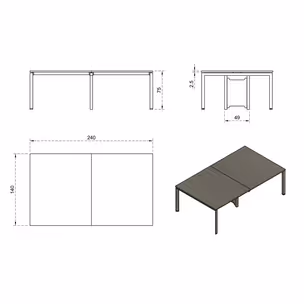 Biurko PASON WORKSTATION 4 240x140 - orzech/czarny