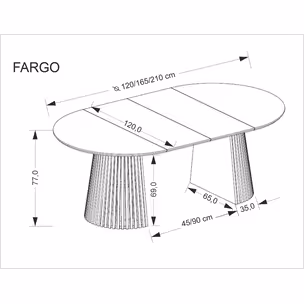 Stół rozkładany FARGO 120/210x120 - naturalny
