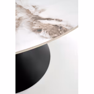 Stół okrągły GARET 120 cm - biały marmur/czarny