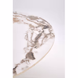 Stół okrągły GARET 120 cm - biały marmur/czarny