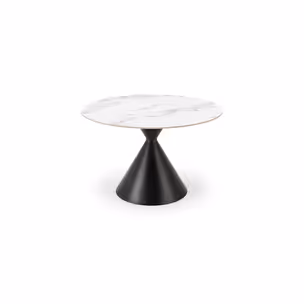 Stół okrągły GARET 120 cm - biały marmur/czarny