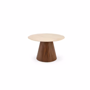 Stół okrągły PIREUS 120 cm - trawertyn/orzech
