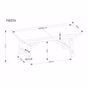 Stół rozkładany FIESTA 200/280x100 - dąb naturalny/czarny