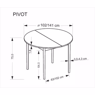 Stół okrągły rozkładany PIVOT 102/142x102 - dąb artisan/czarny