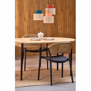 Stół okrągły rozkładany PIVOT 102/142x102 - dąb artisan/czarny