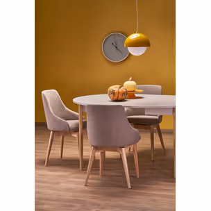 Stół okrągly rozkładany PIVOT 102/142x102 - kaszmir/naturalny