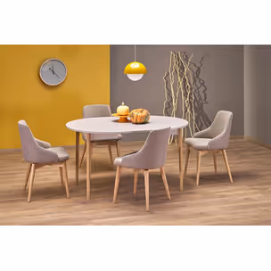 Stół okrągly rozkładany PIVOT 102/142x102 - kaszmir/naturalny