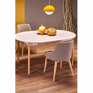 Stół okrągly rozkładany PIVOT 102/142x102 - kaszmir/naturalny