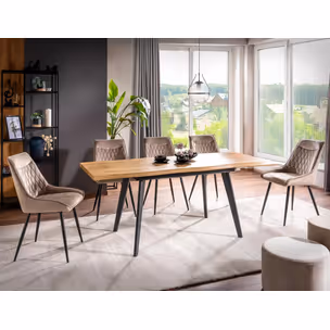 Stół rozkładany FRESNO 120/180x80 - dąb/czarny