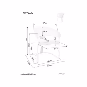 Krzesło tapicerowane welurowe CROWN Velvet - złoty/beżowy Bluvel 28