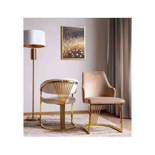 Krzesło tapicerowane welurowe CROWN Velvet - złoty/beżowy Bluvel 28