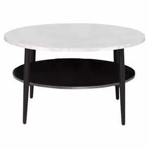 Stolik okrągły z półką ELLA A 80 cm - brąz rustykalny/czarny