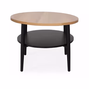 Stolik okrągły z półką ELLA B 60 cm - dąb/czarny