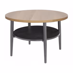 Stolik okrągły z półką ELLA B 60 cm - dąb/czarny