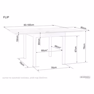 Stół rozkładany FLIP 80/160x80 - dąb cremona torro/kaszmir