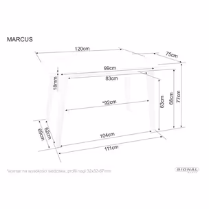 Stół MARCUS 120x75 - biały marmur/dąb