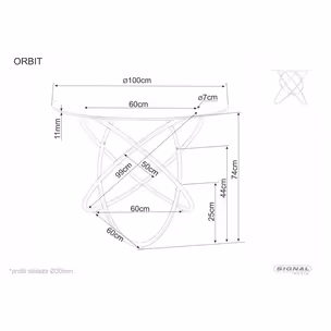 Stół okrągły ORBIT 100 cm - transparentny/złoty