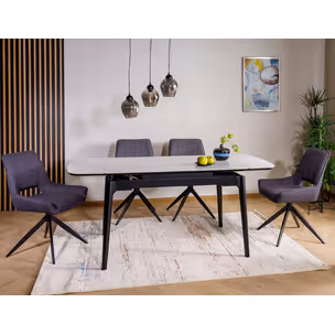 Stół rozkładany SENTO 120/180x80 - biały połysk/czarny mat