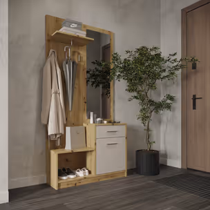 Garderoba PERGO - dąb artisan/kaszmir