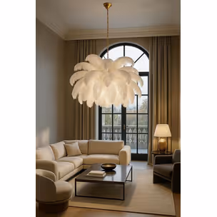MOOSEE Lampa wisząca TIFFANY 135 - biały/mosiądz