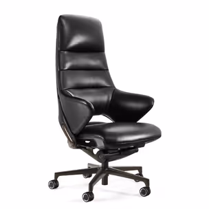 Fotel gabinetowy OMEGA skóra naturalna - czarny