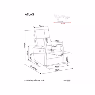 Fotel rozkładany ATLAS Raven - szary