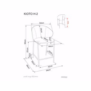 Hoker tapicerowany KIOTO H-2 - jasny beżowy/kaszmir
