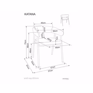 Krzesło tapicerowane z podłokietnikami KATANA - beżowy/kaszmir