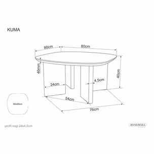 Ława KUMA 80x80 - dąb