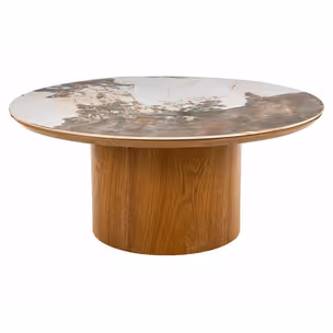 Ława RONDO 80 cm - biały pandoro/dąb