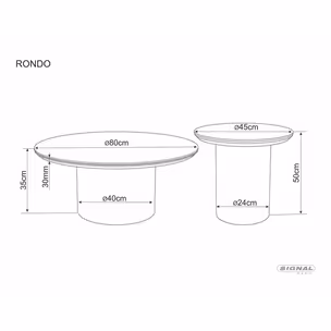 Ława RONDO 80 cm - biały pandoro/dąb