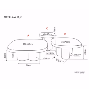 Ława STELLA C 48x48 - biały połysk/miedziany