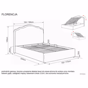Łóżko z pojemnikiem FLORENCJA Raven 160x200 - beżowy Raven 24