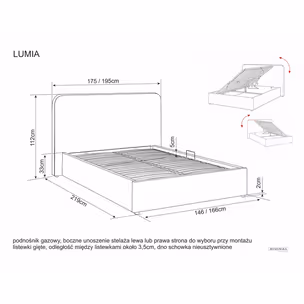 Łóżko z pojemnikiem LUMIA Raven 140x200 - ciemny beżowy Raven 30